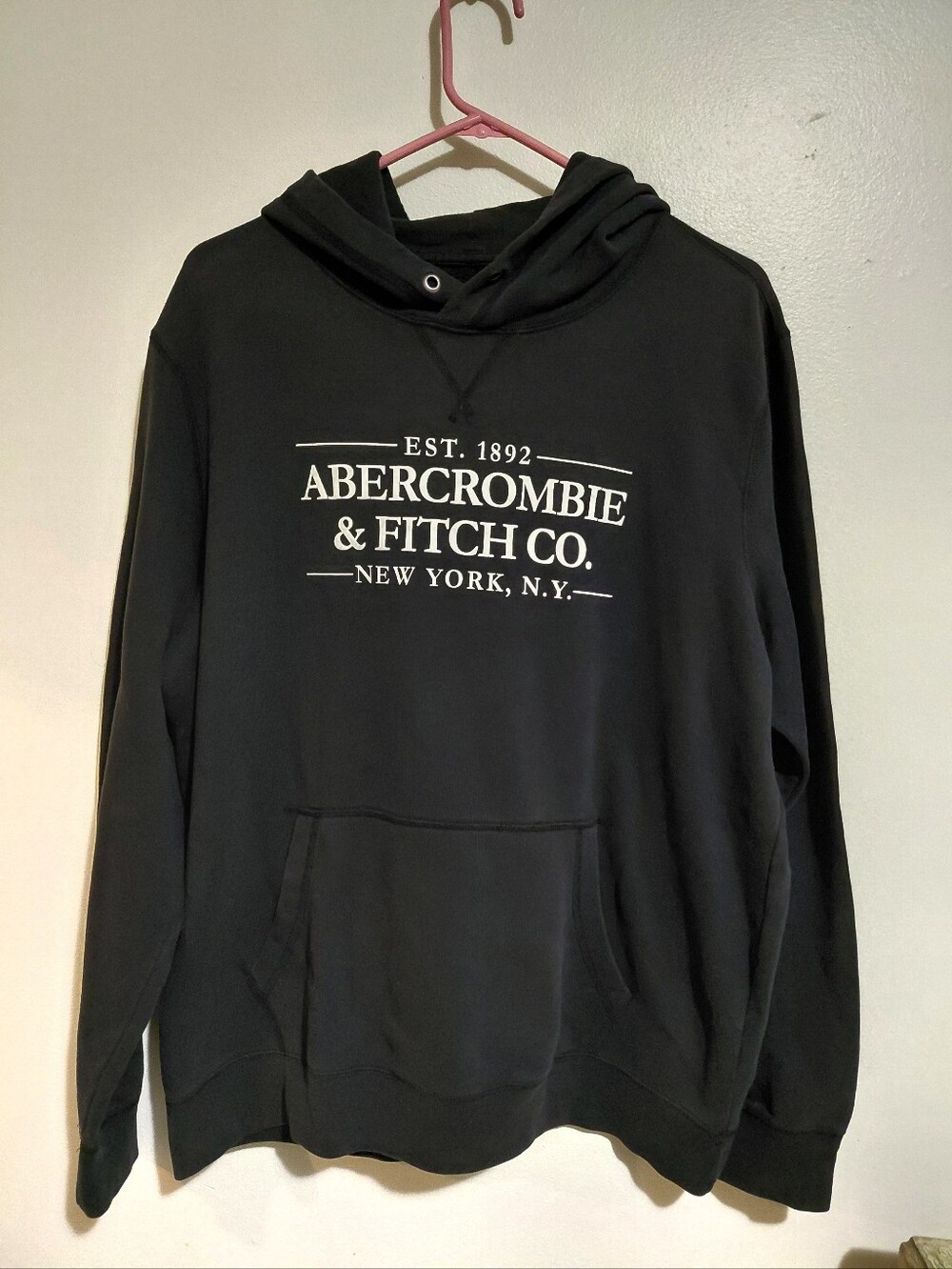 Abercrombie & Fitch Black Hoodie with White Logo - Men